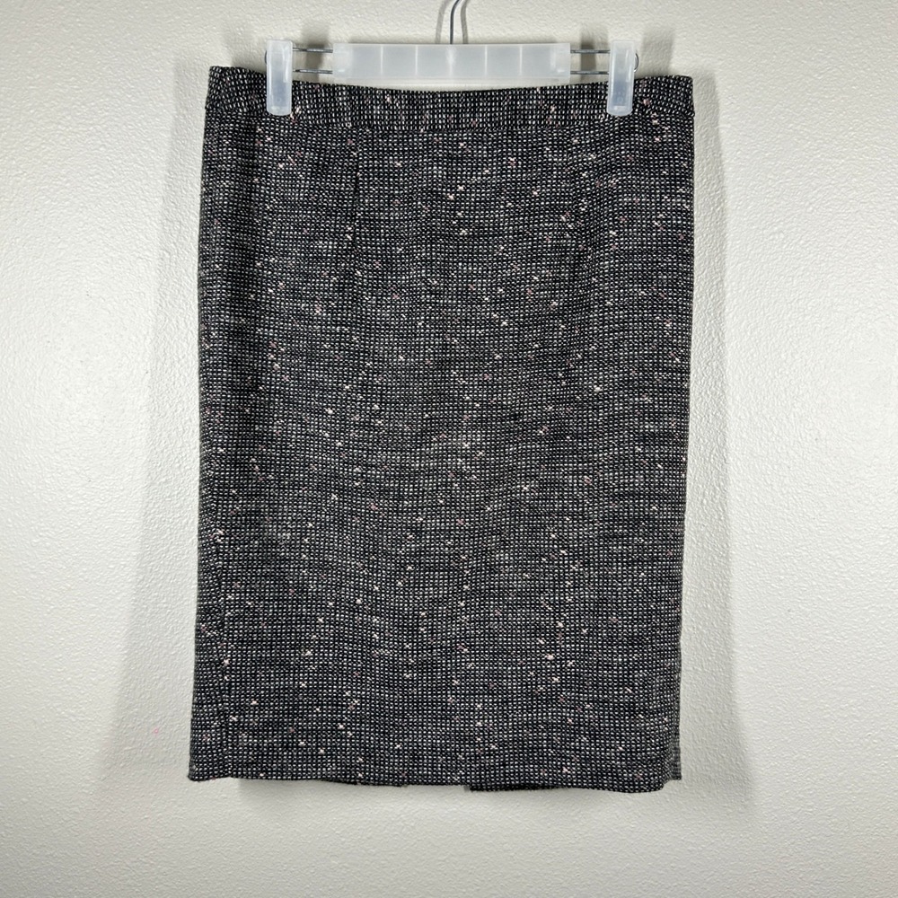 Kristin Davis Black White Pink Tweed Pencil Skirt Lined Size 4 Business Office